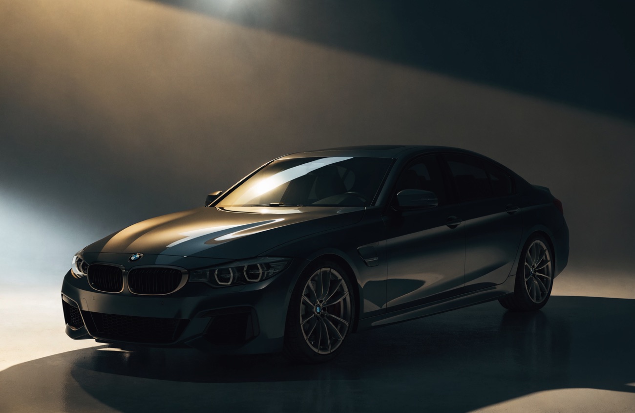 Sleek BMW car under studio lighting